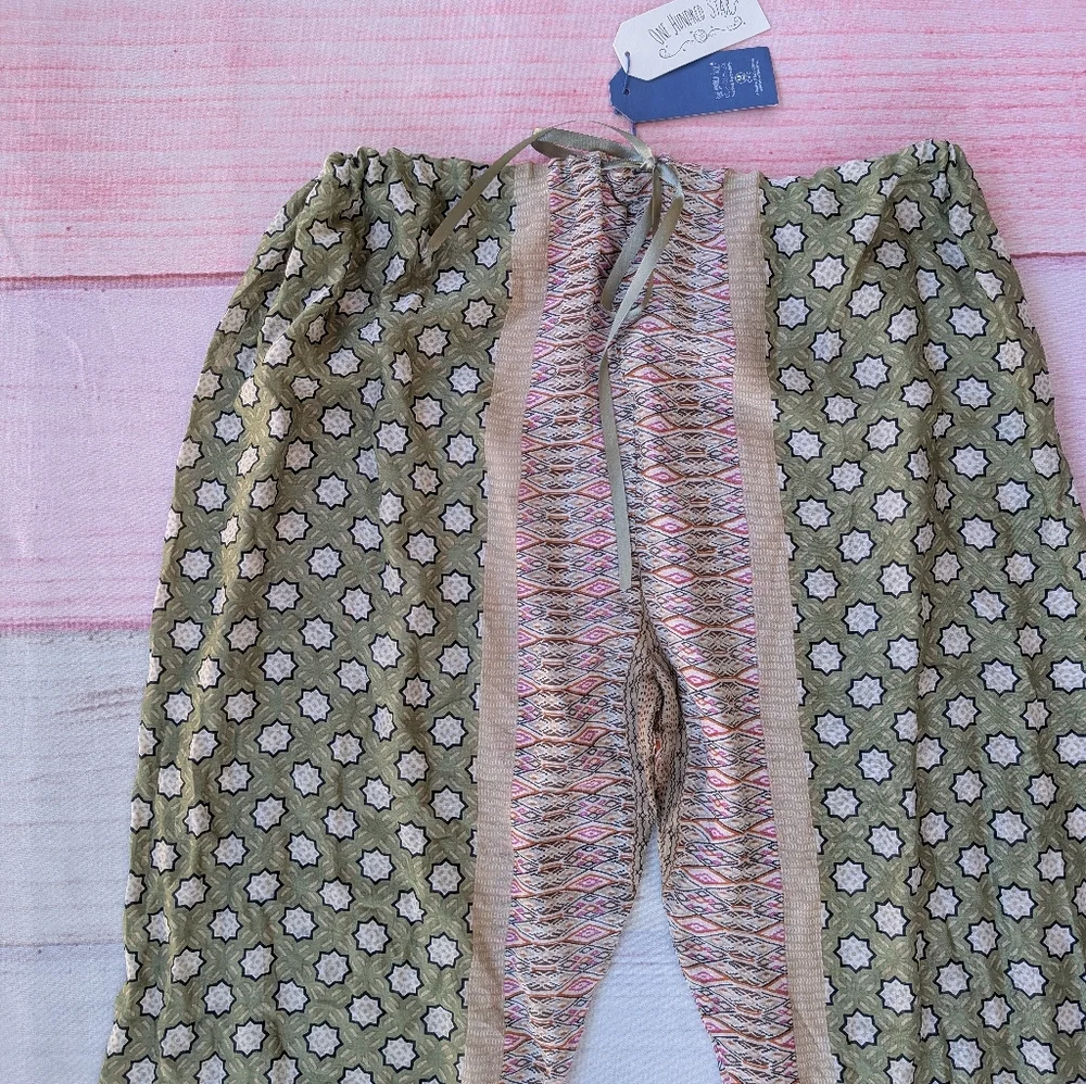 NWT One Hundred Stars Moorish Printed Cropped Lounge Pants OSFM - Picture 3 of 8